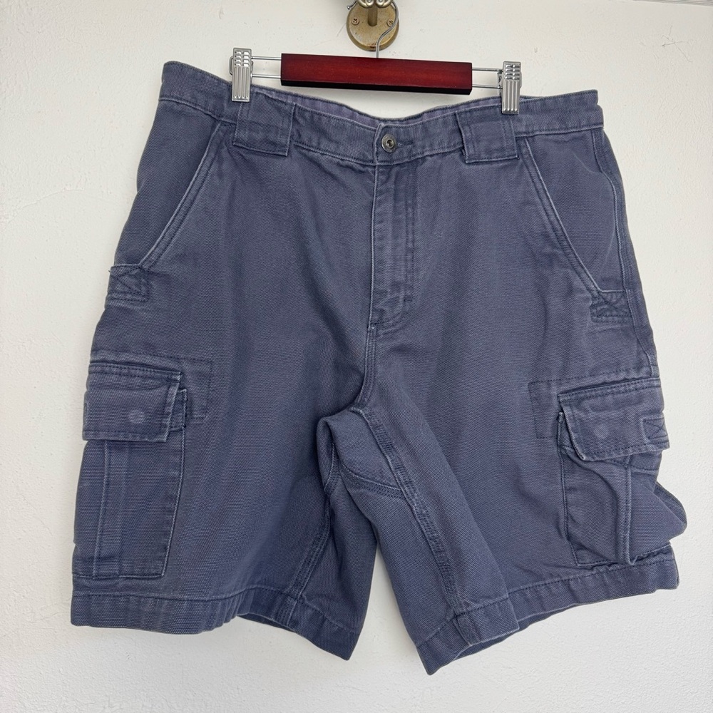 Duluth Trading Co Men's‎ Thick Cotton Misty Blue Utility Cargo Shorts